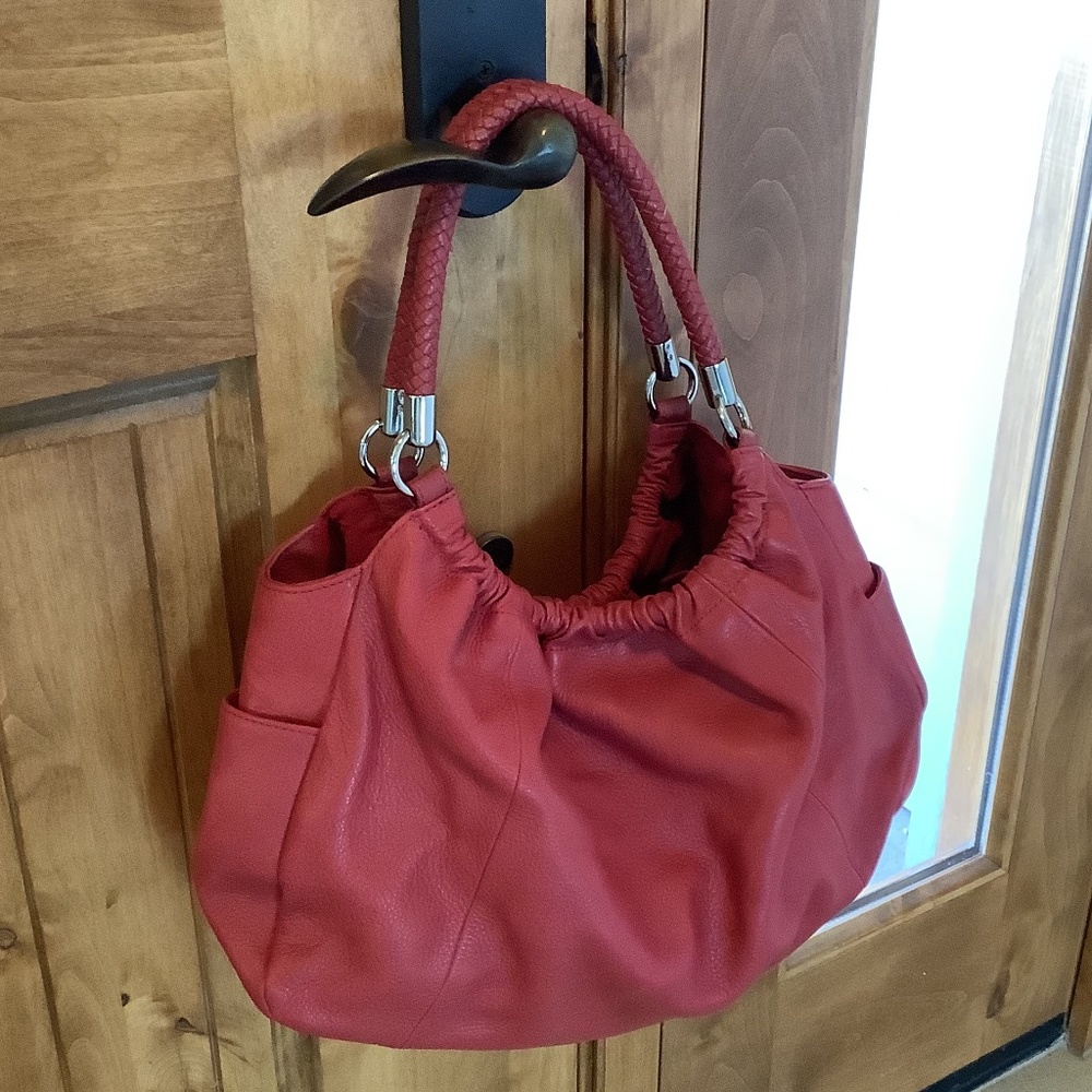 Ana Red Pebbled Leather Tote